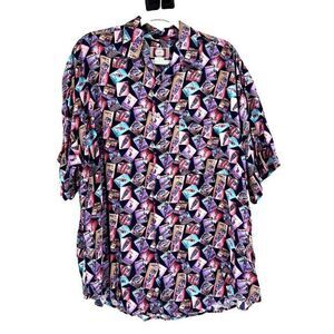 Vintage Chiamare‎ Hawiian Shirt Men's Large Bottle Theme Novelty All Over Print